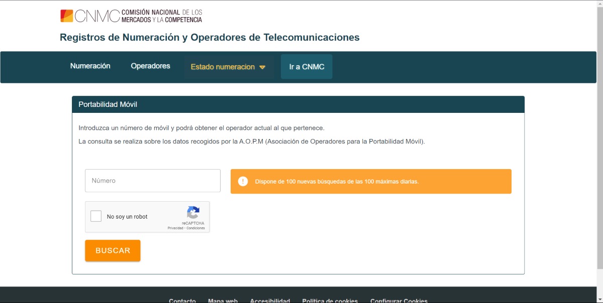 Consultar un numero en CNMC