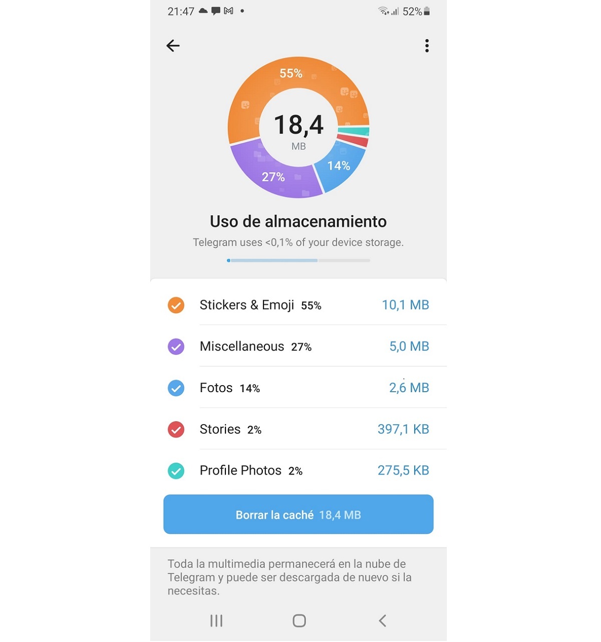 How to save storage space on Telegram