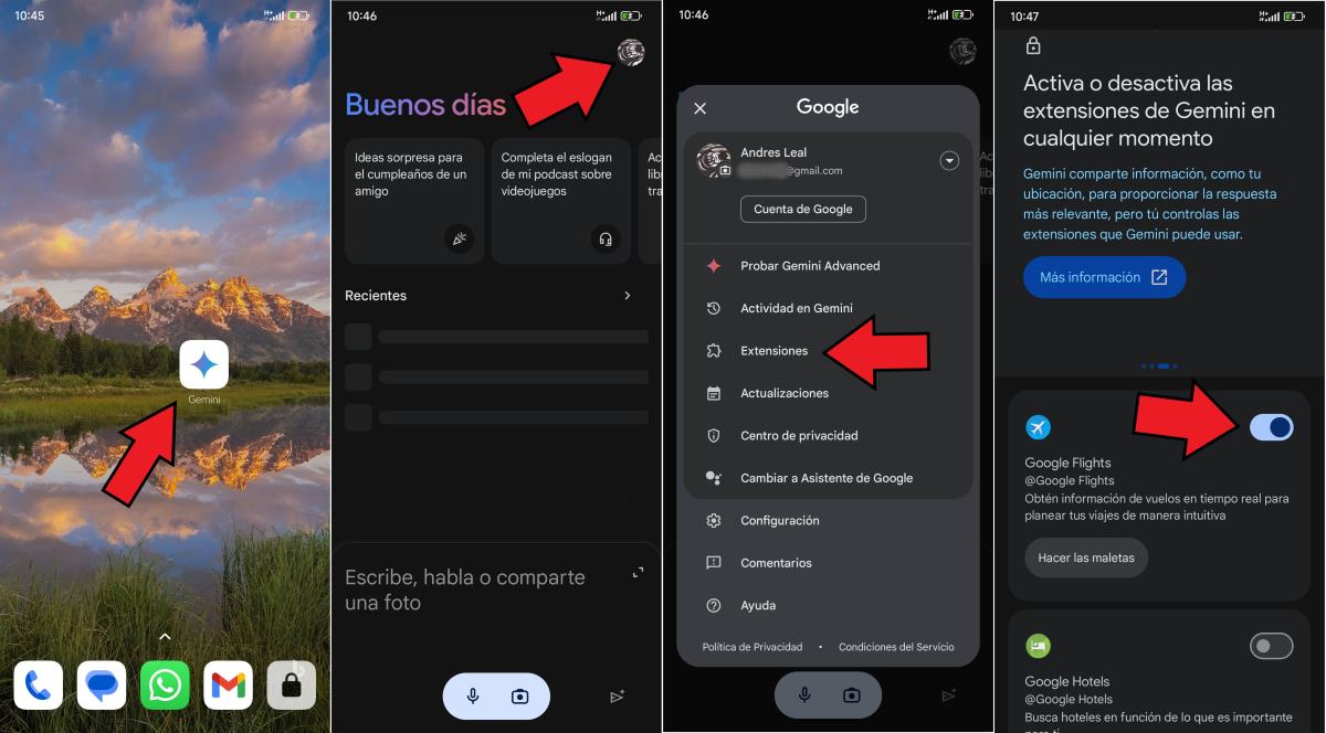 Activar o desactivar extensiones de Google Gemini