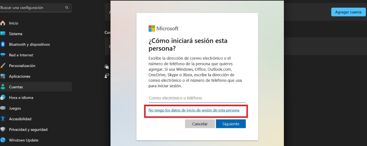 Paso 3 Usuario local Windows 11