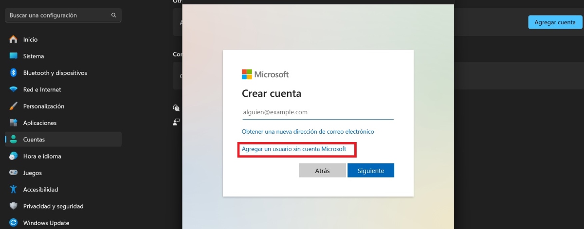 Paso 4 Usuario local Windows 11