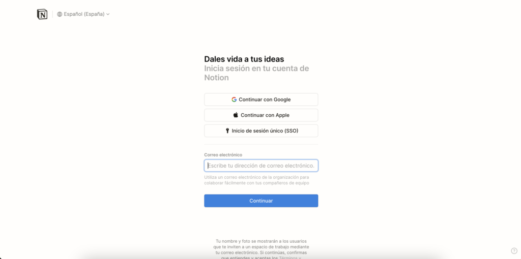 Cómo crear una cuenta en Notion