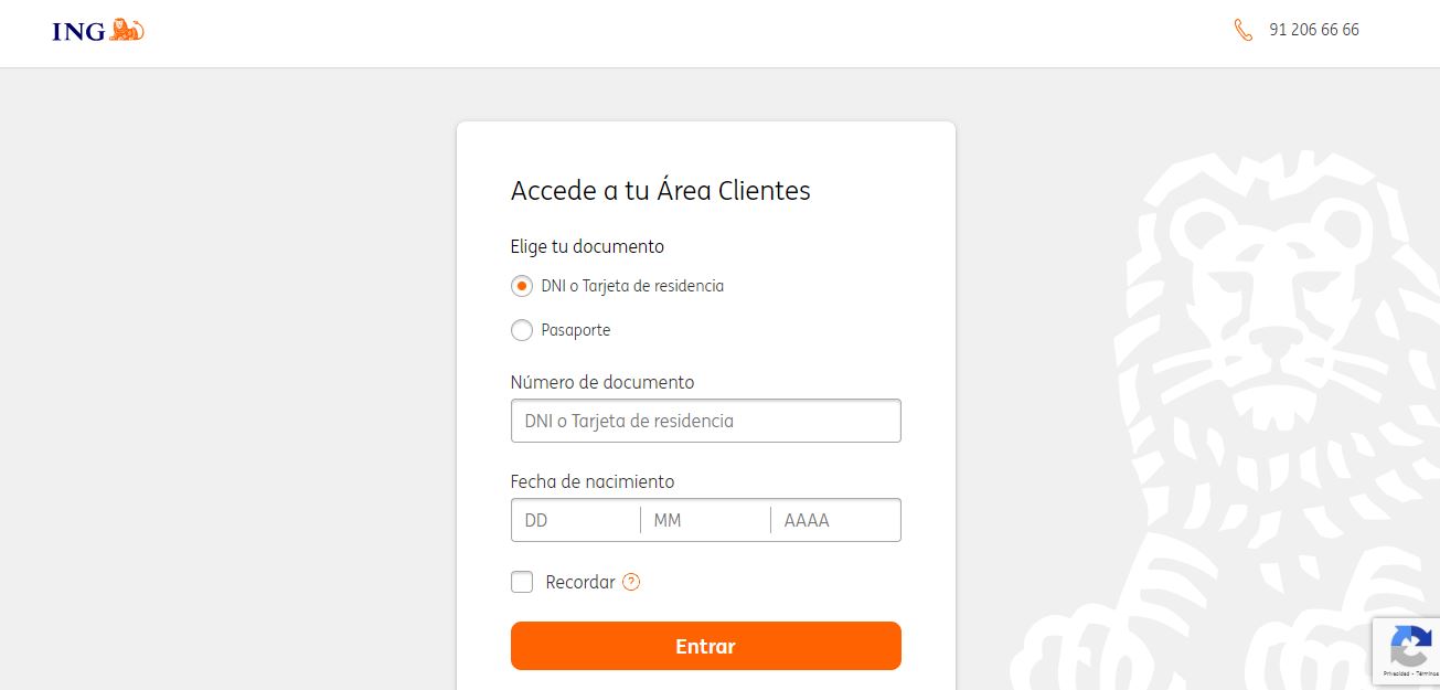 recargar móvil desde ING