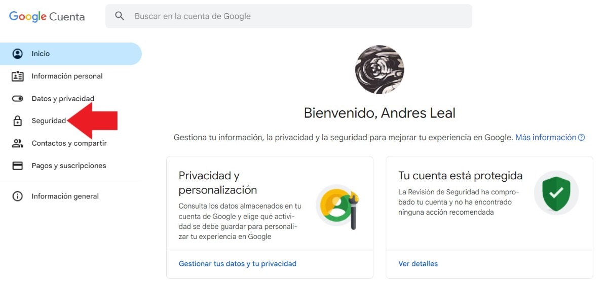 Administrar cuenta de Google, Seguridad