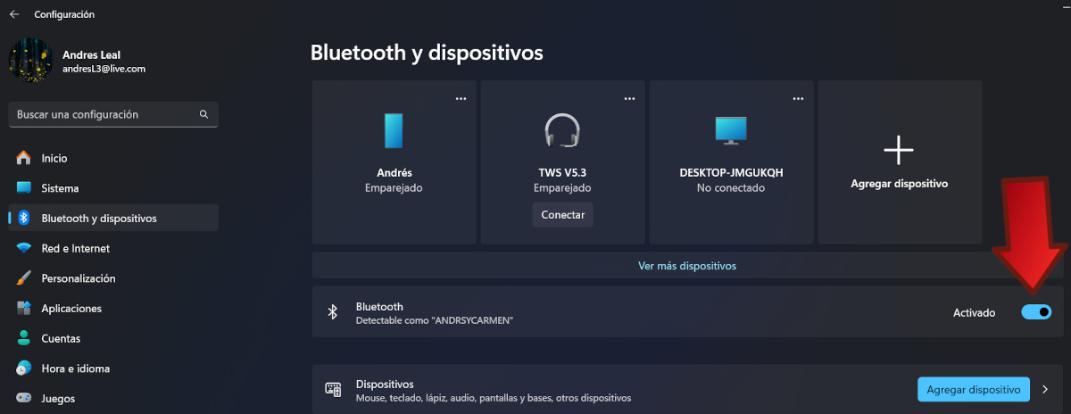 Activar Bluetooth Windows 11