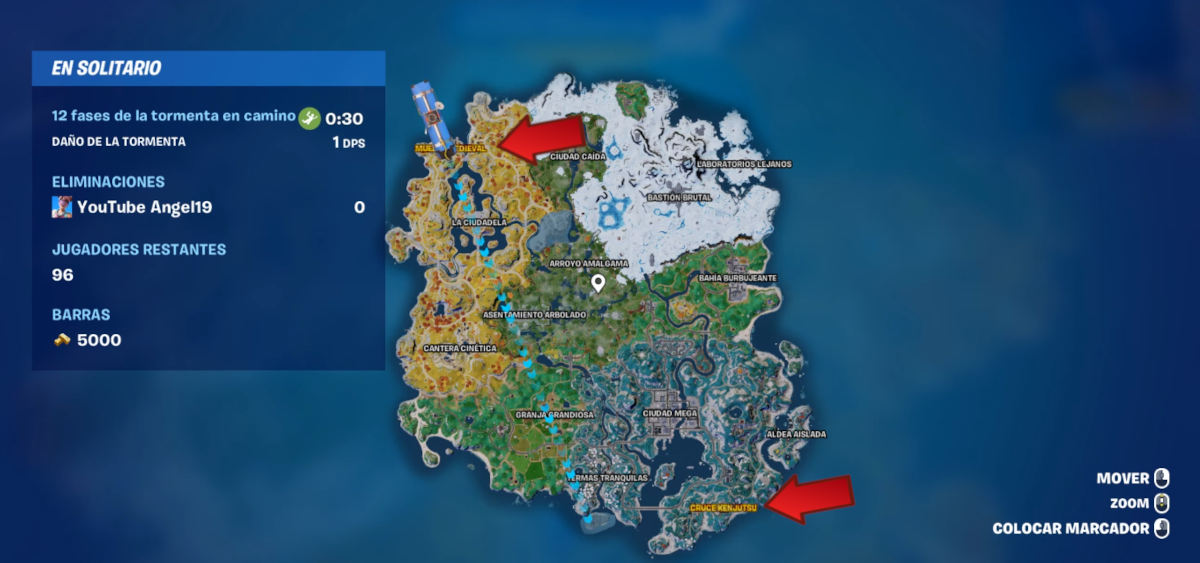 Zonas de fortuna en mapa de Fortnite