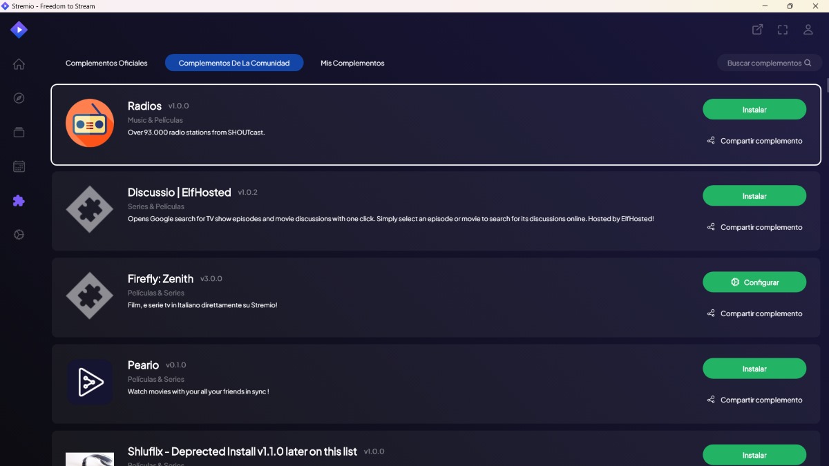 Complementos Stremio