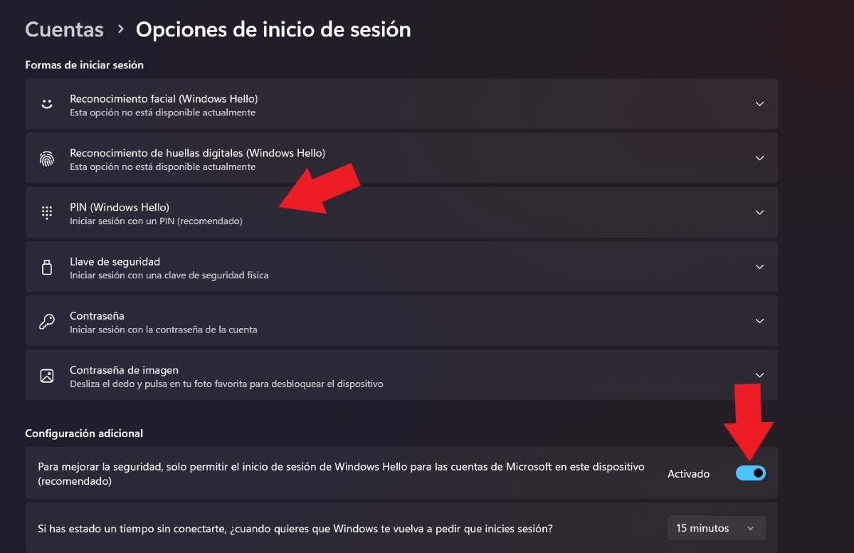 Quitar PIN de Windows 11