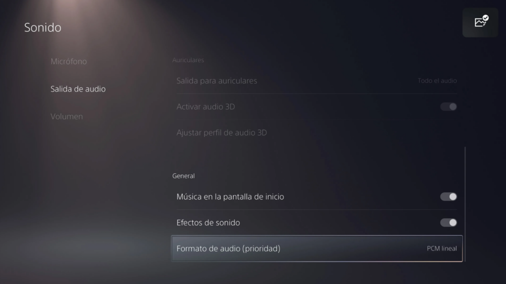 Configuración sonido PS5