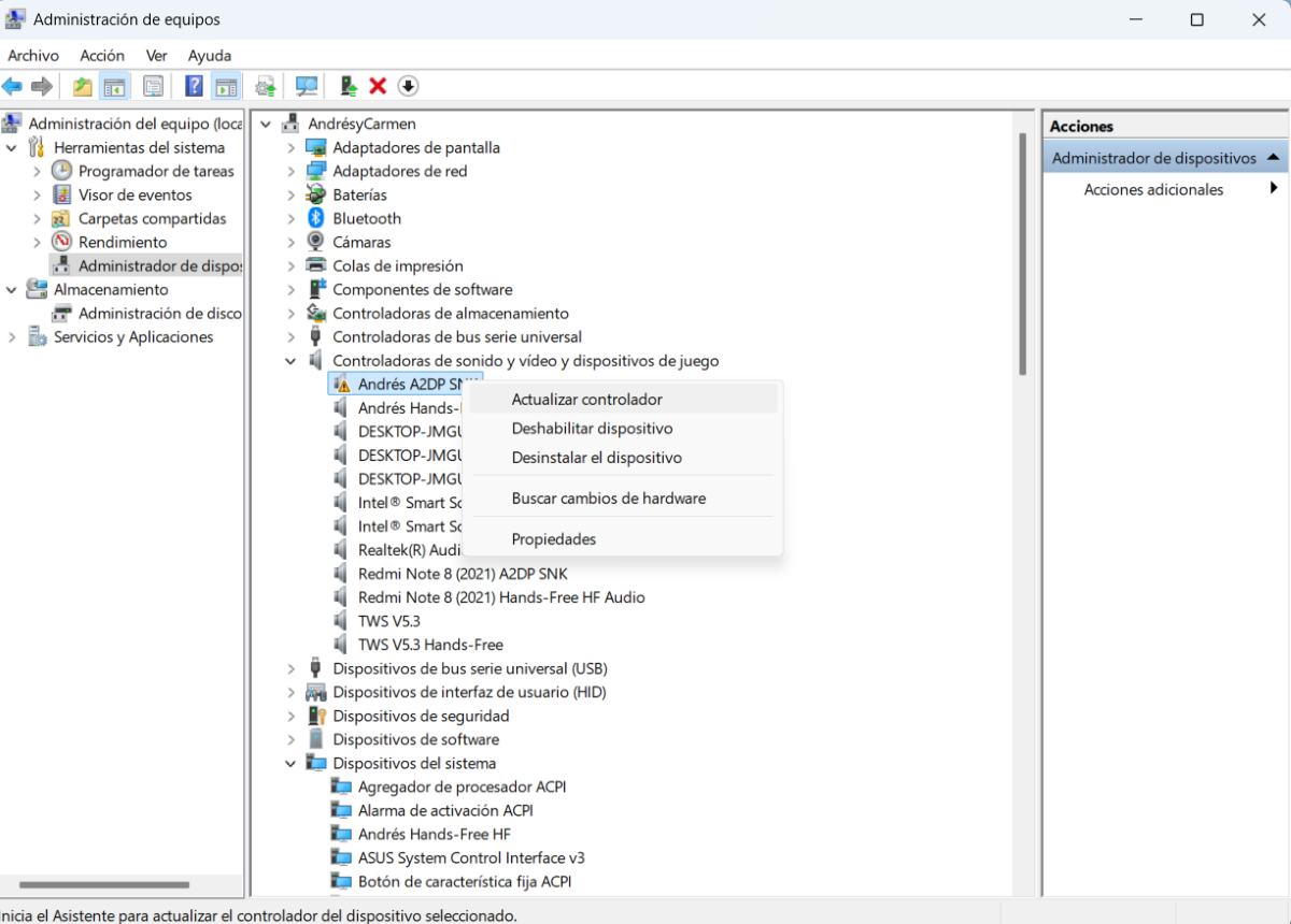 Administrador del dispositivo Windows