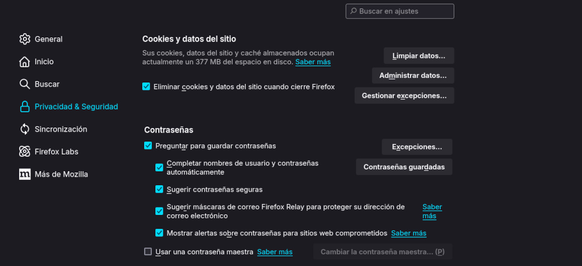 Limpiar cookies navegador