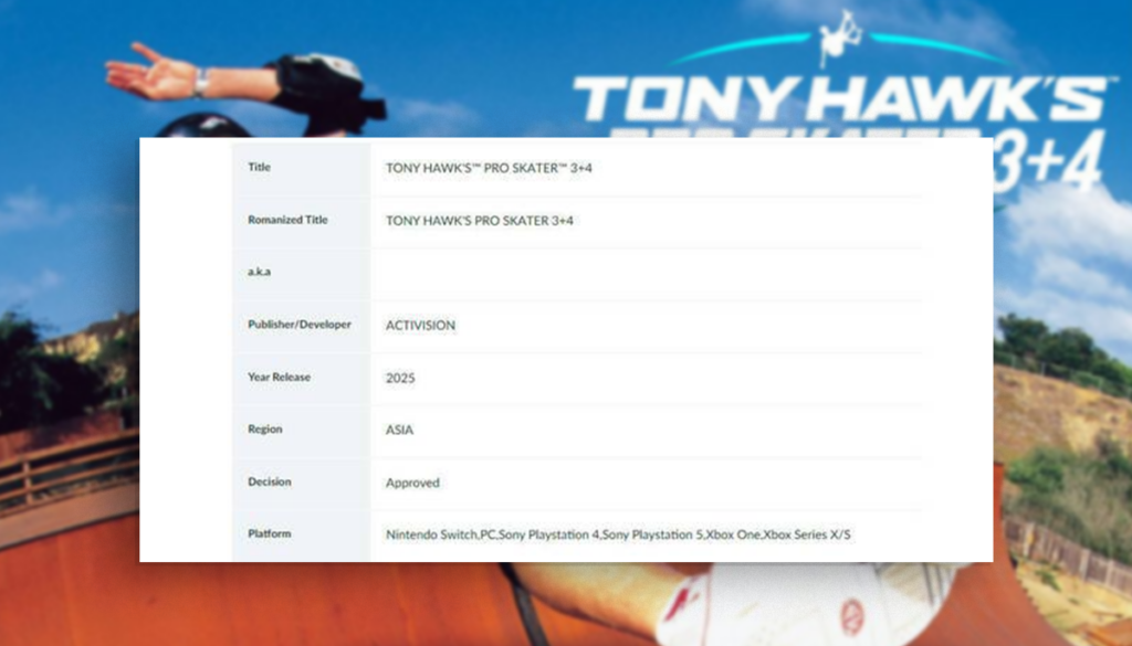 Plataformas de salida Tony Hawk Pro Skater 3+4