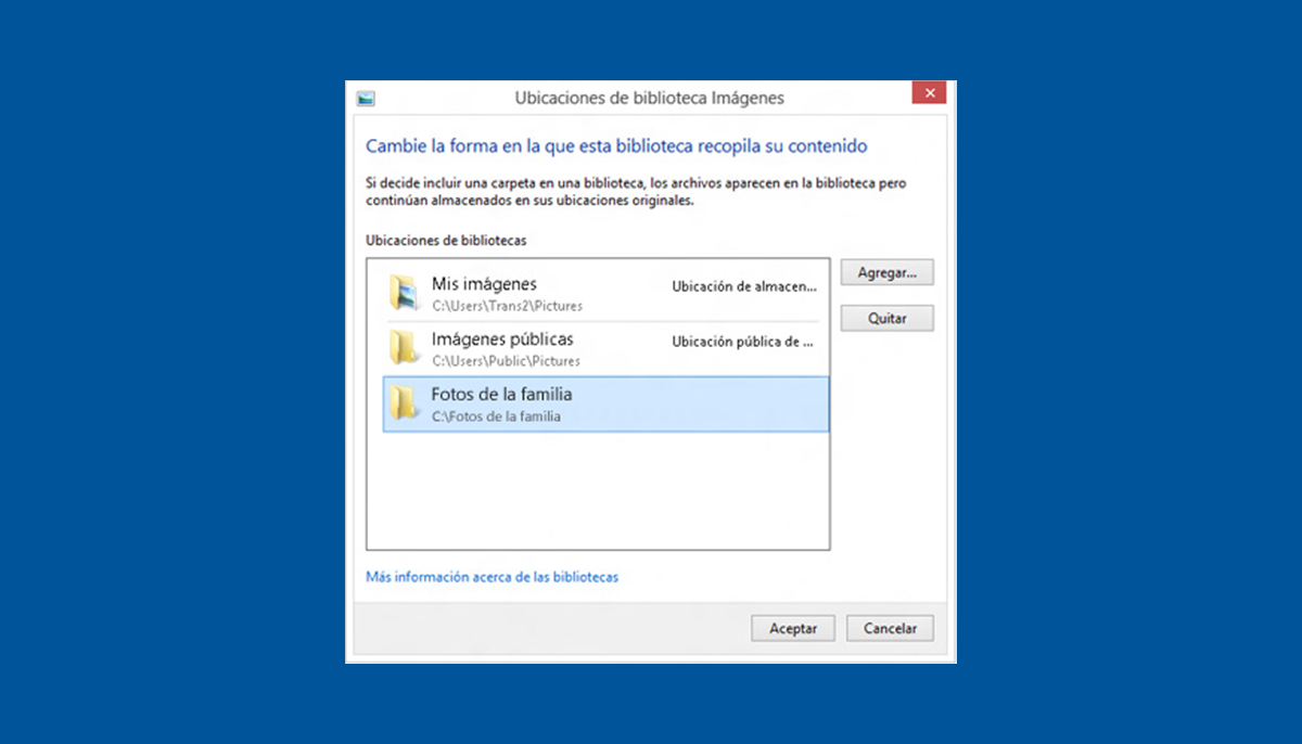 Ubicaciones de bibliotecas de Imágenes