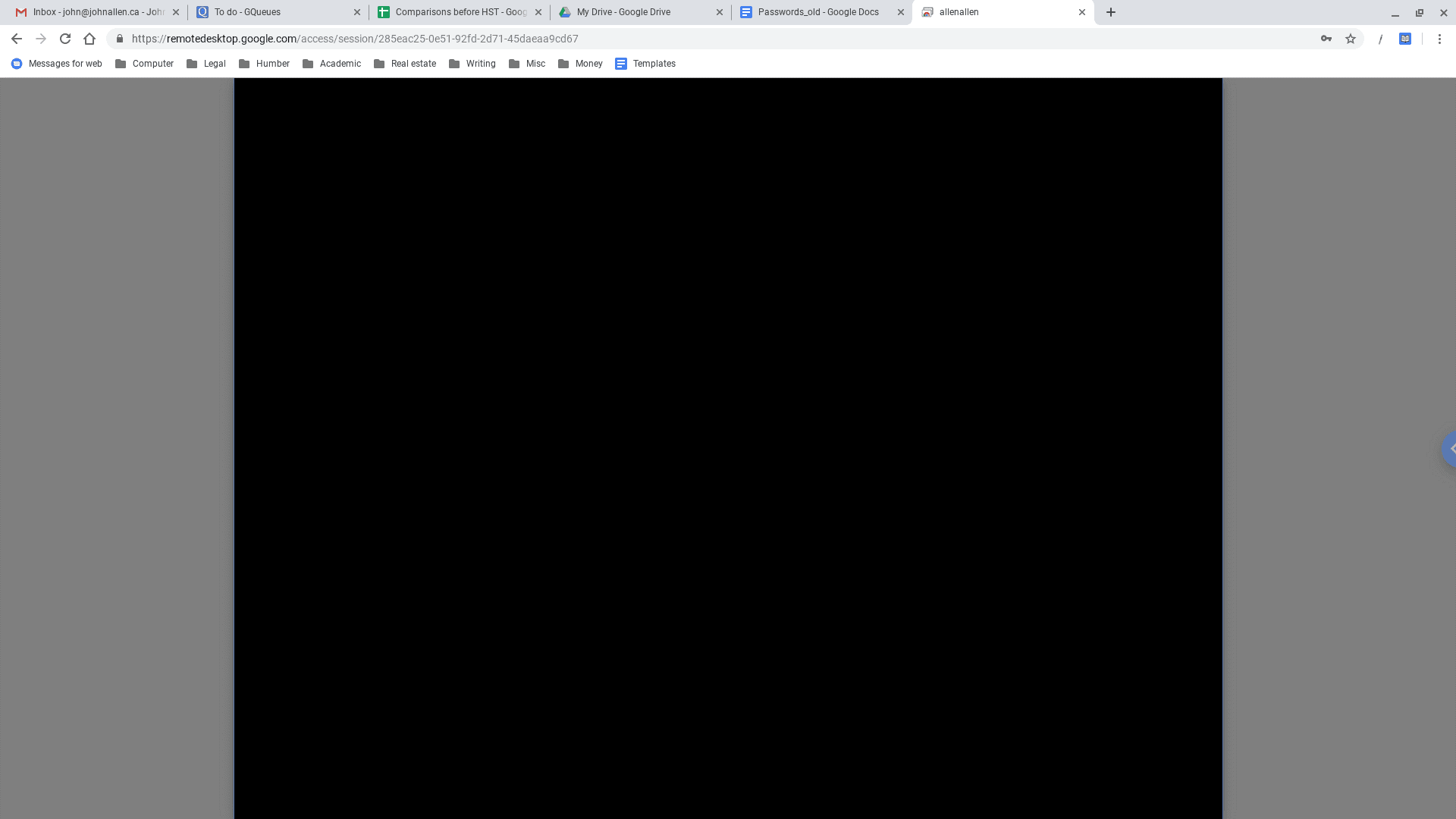 pantalla negra en Escritorio Remoto de Chrome