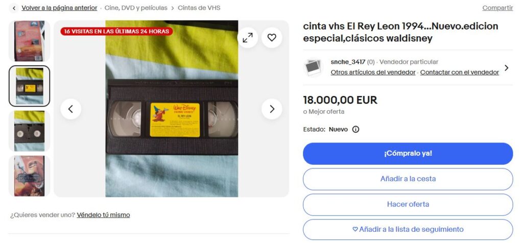 Cuánto se paga realmente por estas cintas VHS de Disney