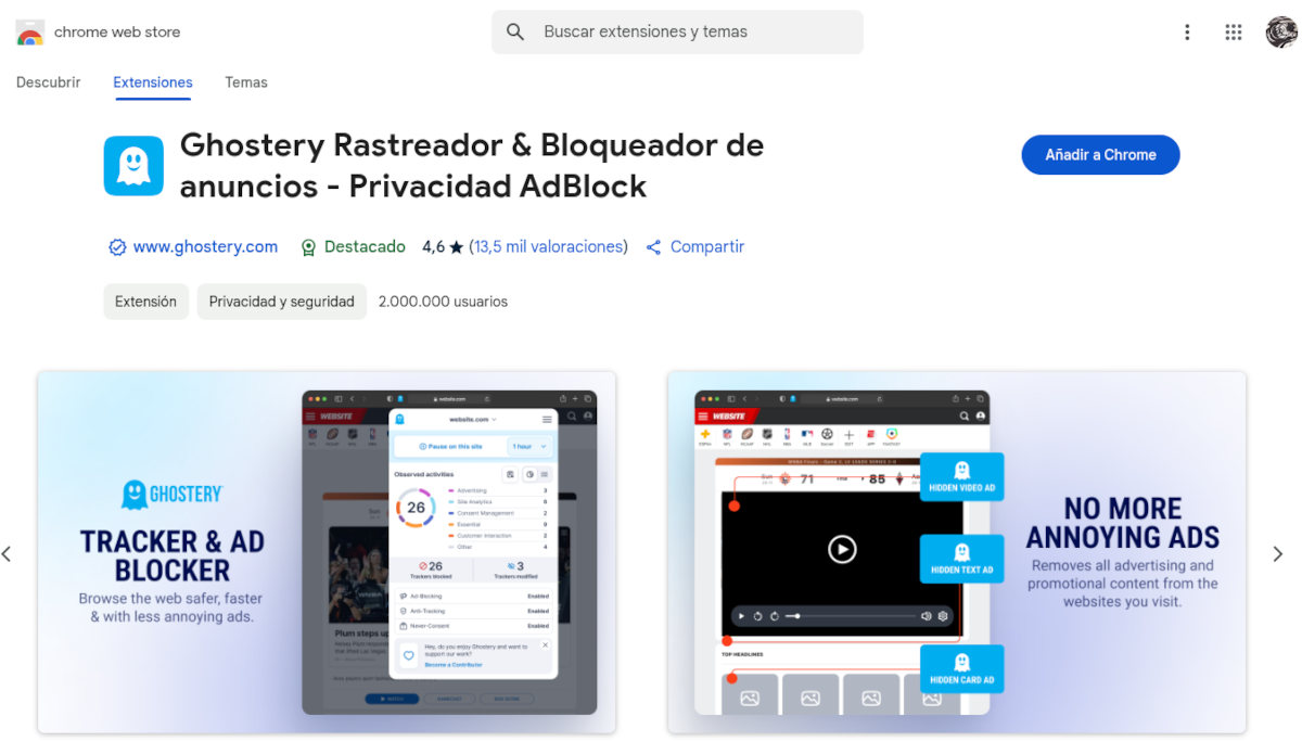 Ghostery extensión