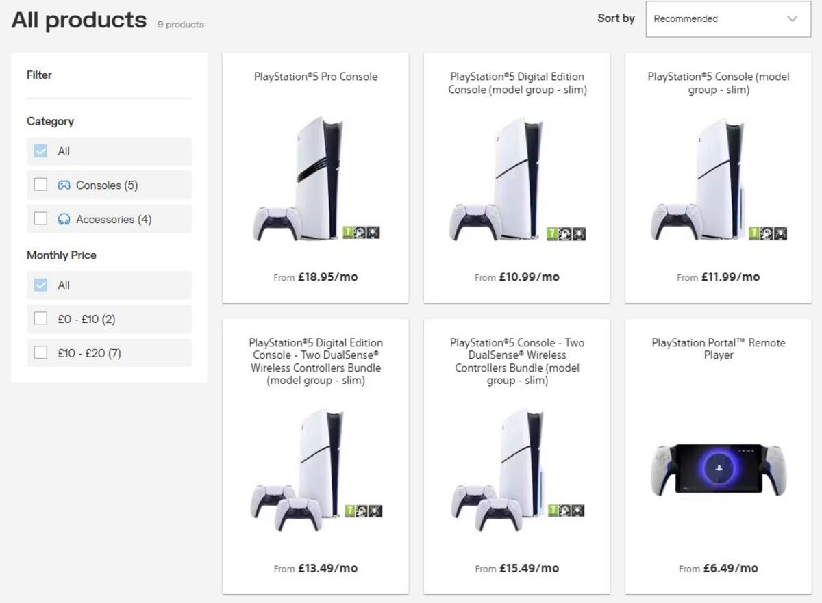 Precios de los alquileres de PS5