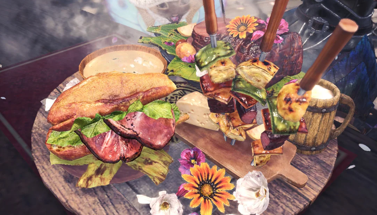 sistema de comida y buffs de MH Wilds