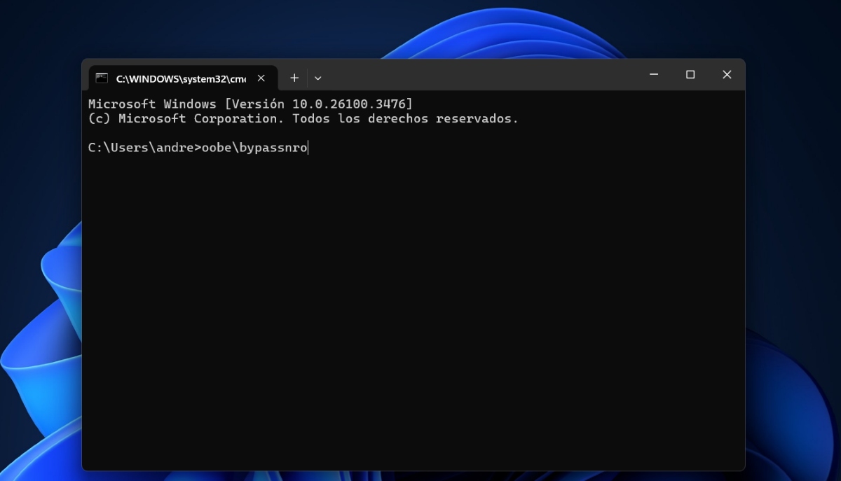 Comando para instalar Windows 11 con una cuenta sin conexión 