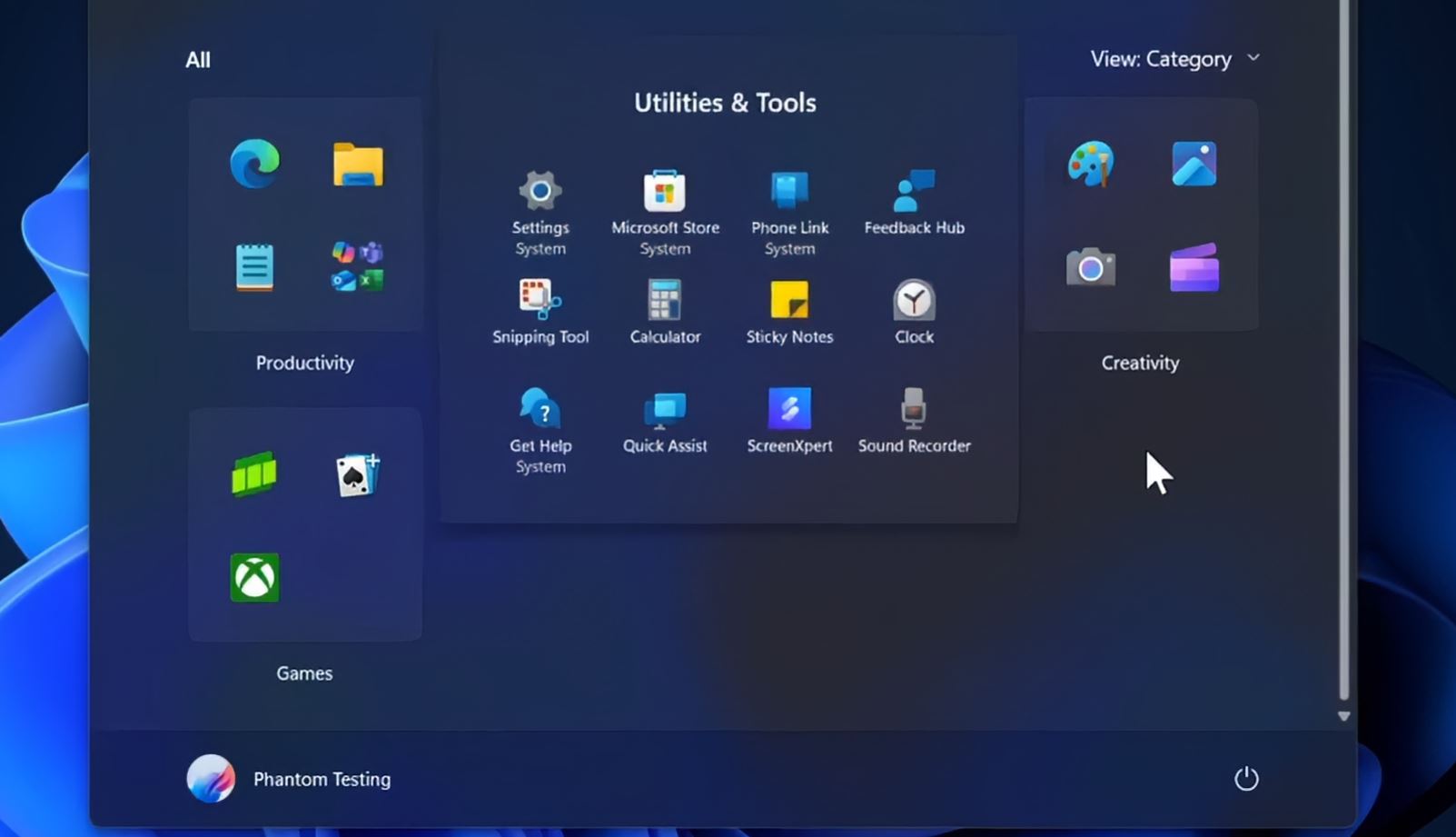 menú más compacto y enfocado en Windows 11