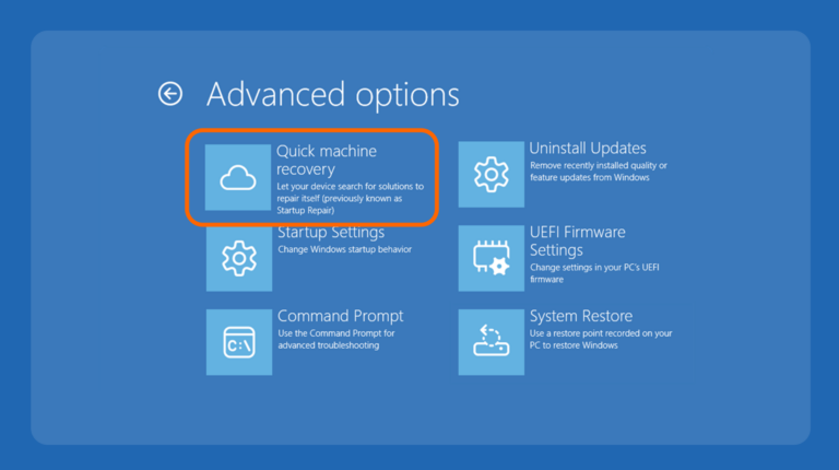 quick machine recovery en windows 11-0