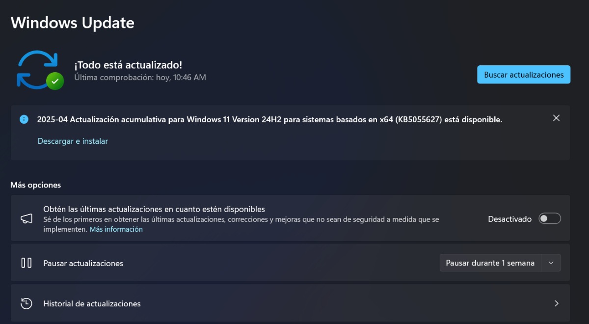 Actualizar un driver con Windows Update