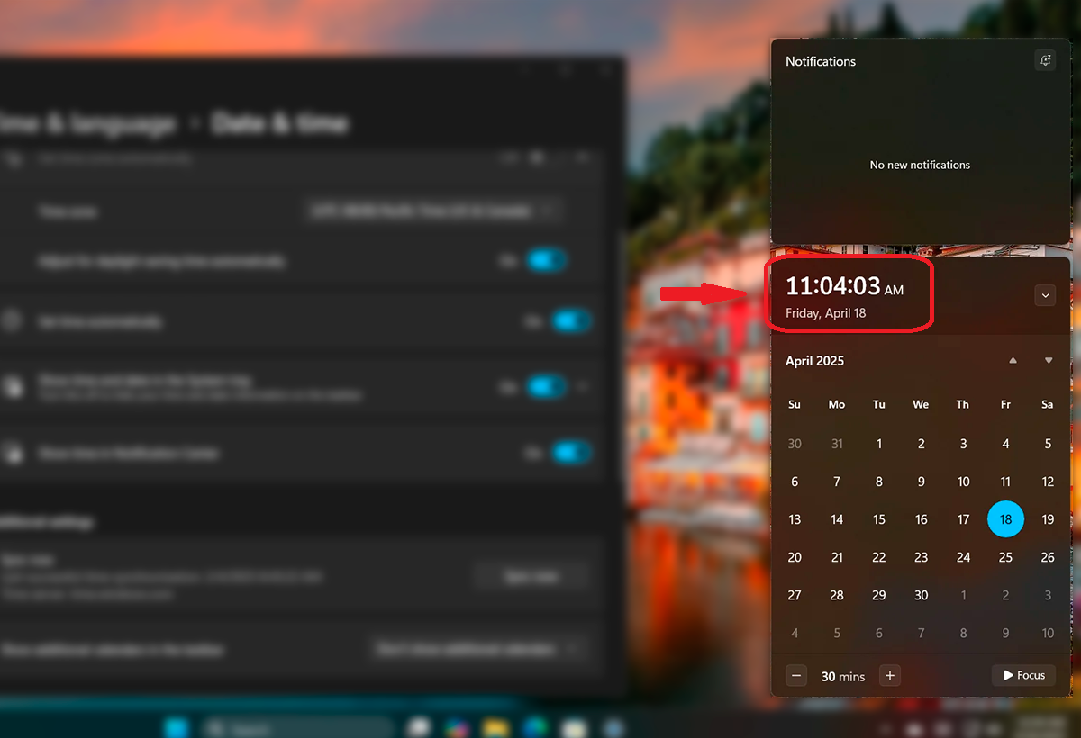 Centro de notificaciones Windows 11