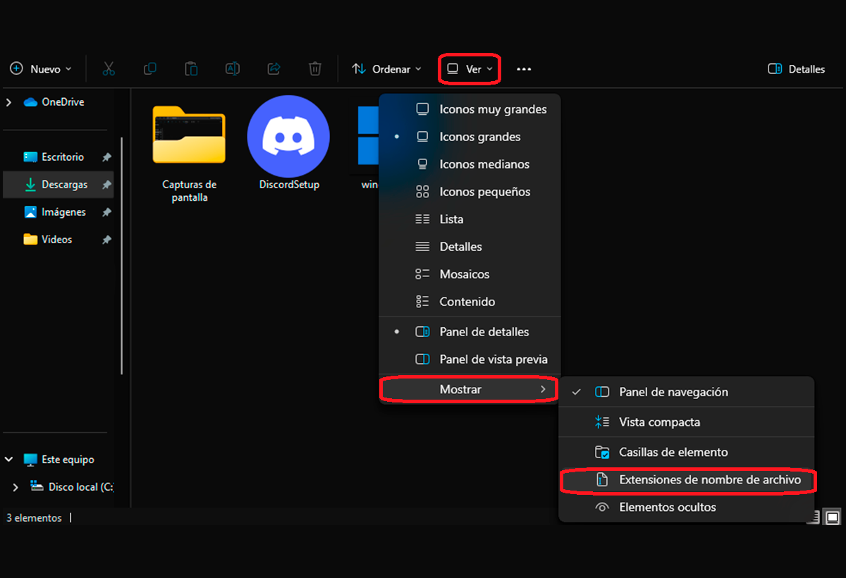 Cómo activar las extensiones de nombre de archivos en Windows 11