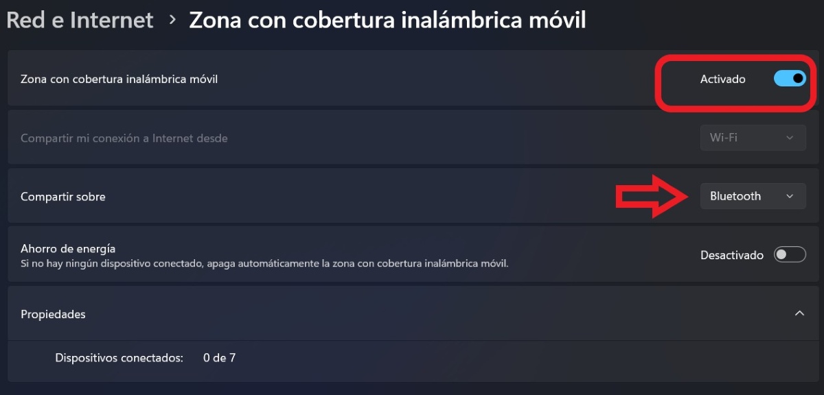 Zona de cobertura móvil Activada