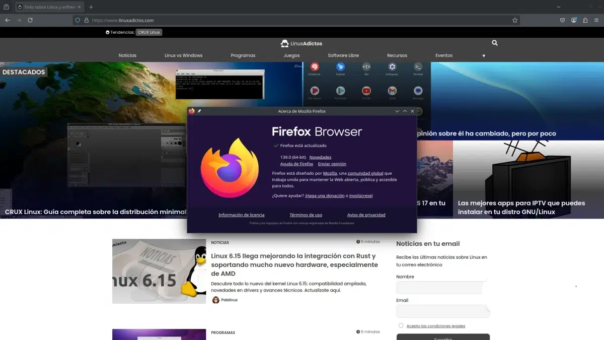 Firefox 139 traducción y extensión