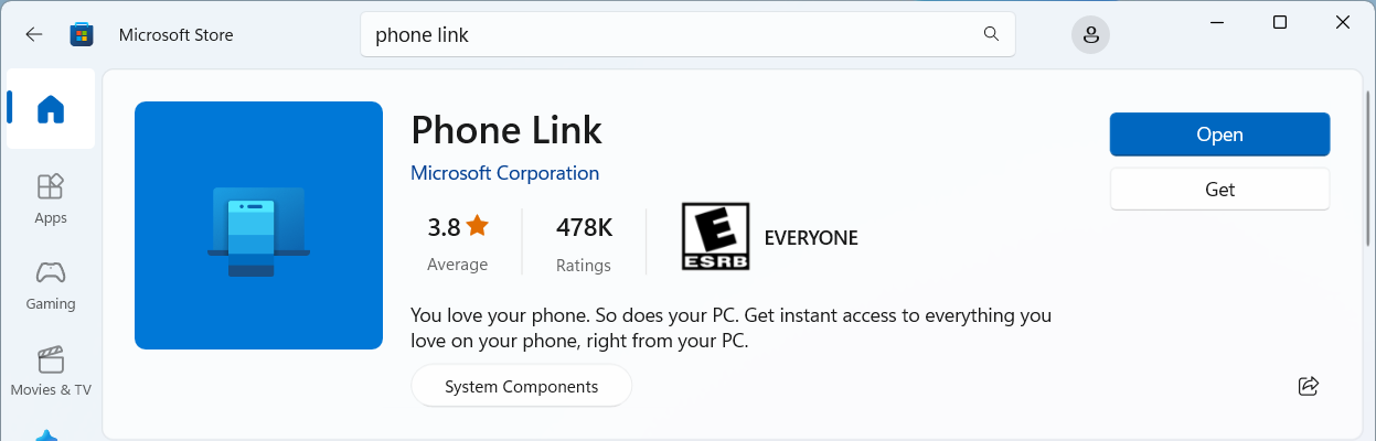 phone link en windows 11