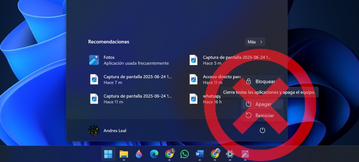 Apagar el ordenador sin tocar el menú de inicio de Windows 11