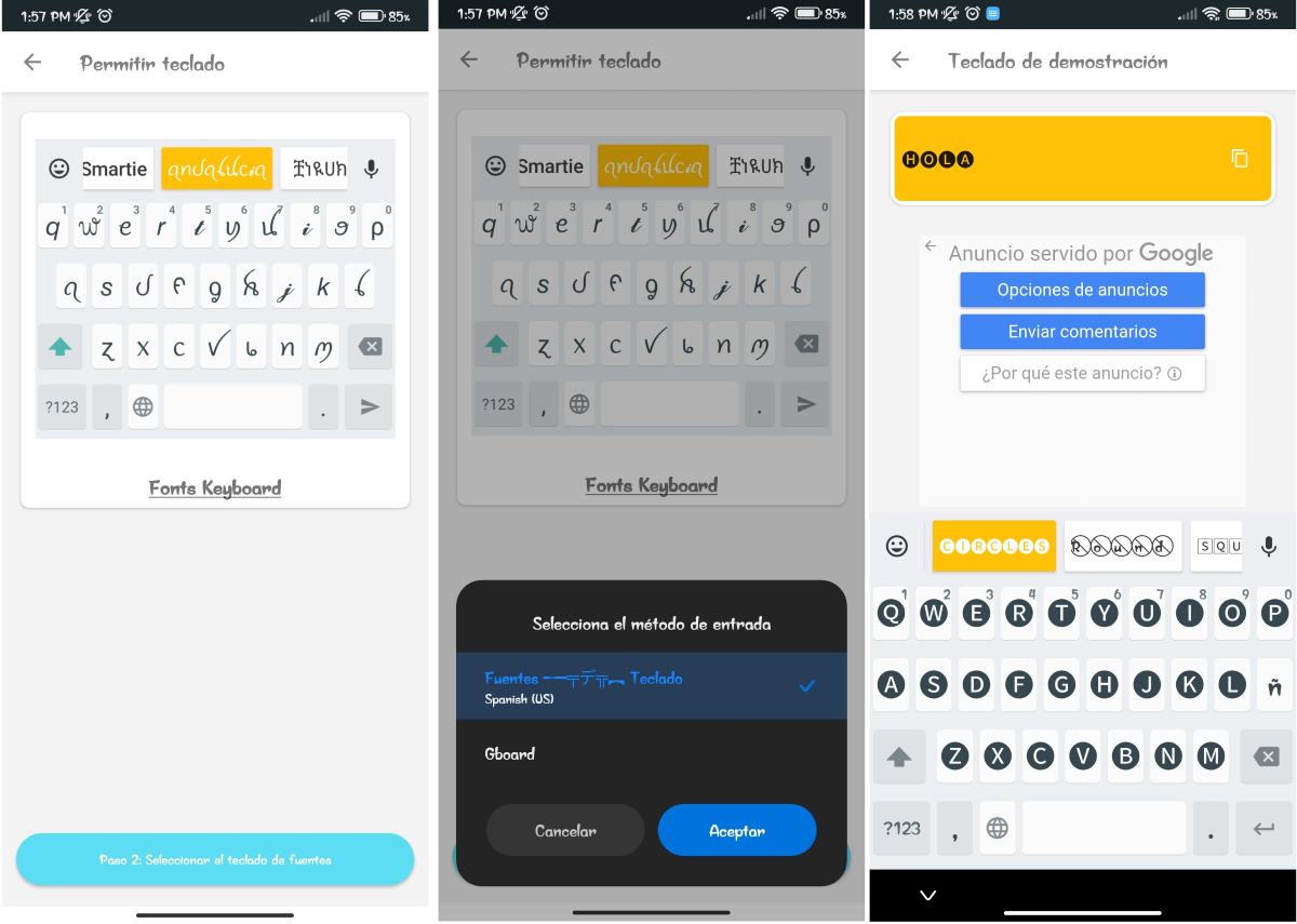 App móvil para cambiar la letra del teclado
