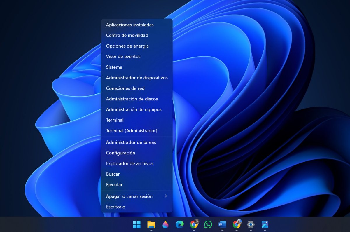 Atajo Windows + X