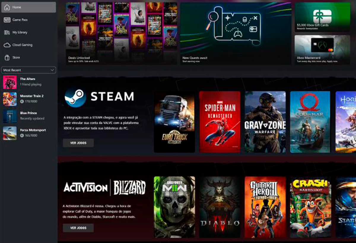 Biblioteca de Steam en Xbox