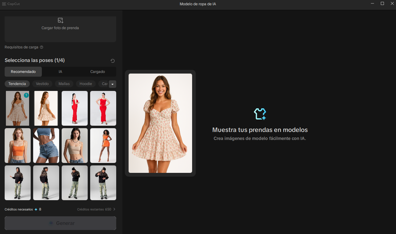 Cómo crear modelos de ropa de IA en CapCut