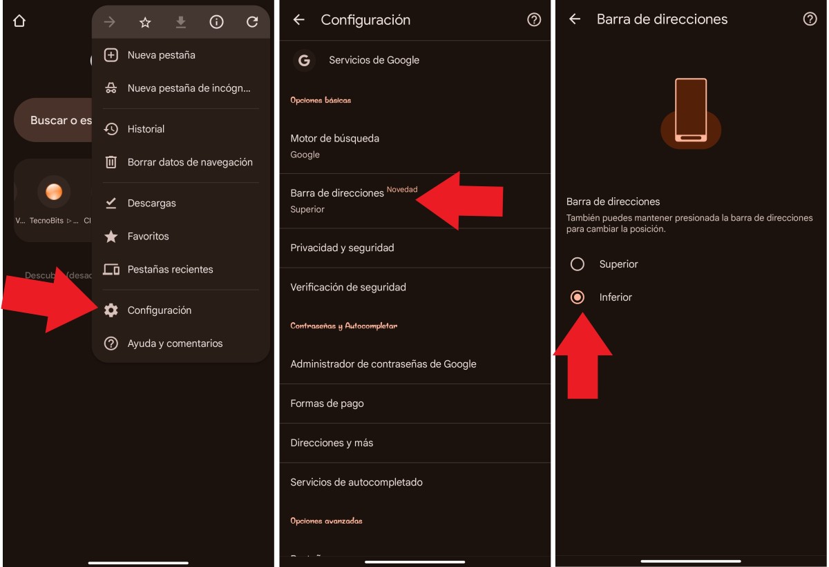Cómo mover la barra de navegación de Google Chrome a la parte inferior