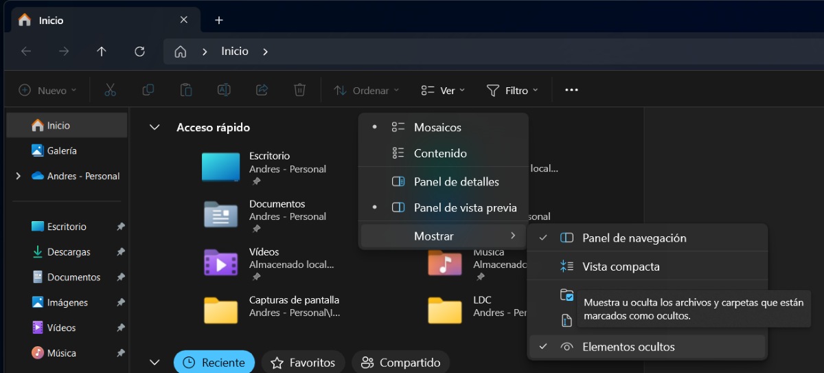 Habilita los iconos ocultos si tu carpeta de Escritorio ha desaparecido en Windows