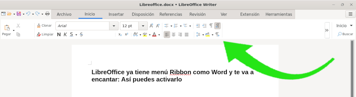 LibreOffice ya tiene menú Ribbon como Word