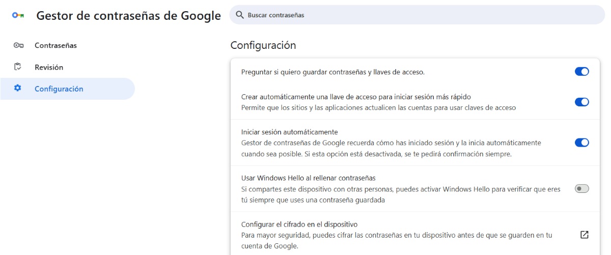 Preguntar si quiero guardar contraseñas en Chrome