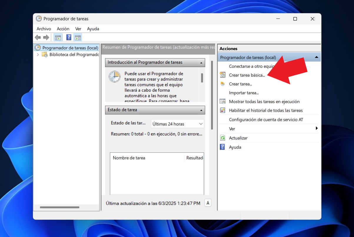 Programador de tareas para automatizar apagado automático del PC en Windows