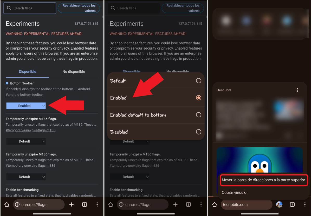 Truco para mover la barra de navegación de Google Chrome