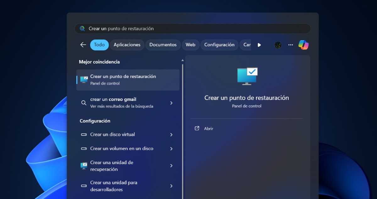Vuelve a un punto de restauración