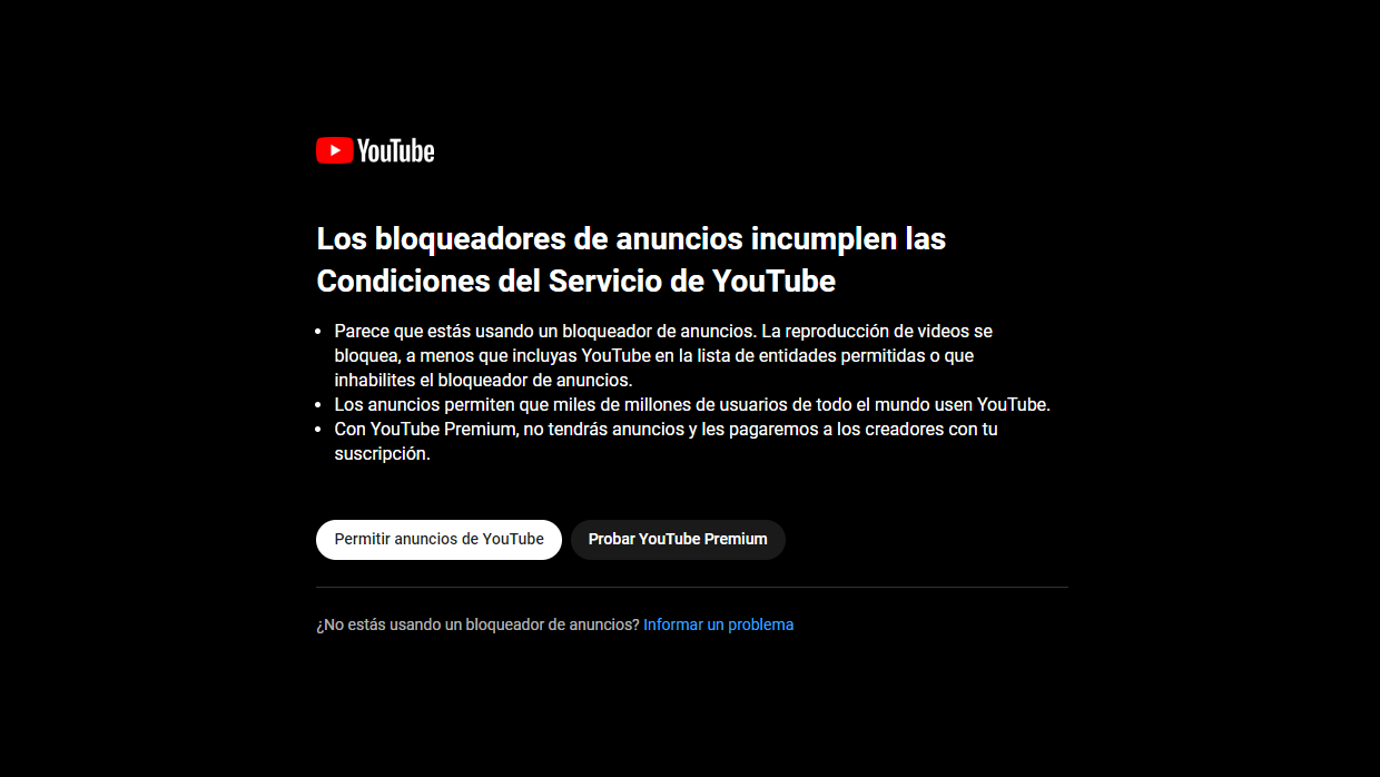 YouTube bloquea los bloqueadores de anuncios