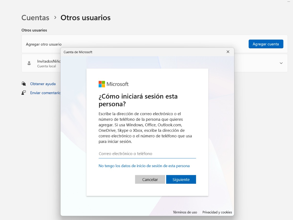 Agregar un nuevo usuario en Windows