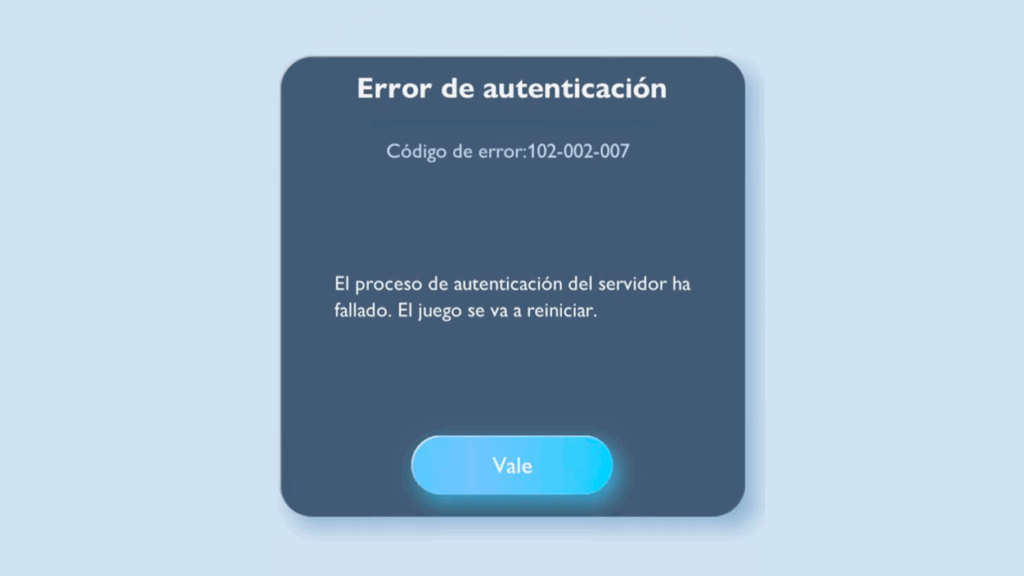 Error de autenticación 102-002-007 Pokémon Pocket
