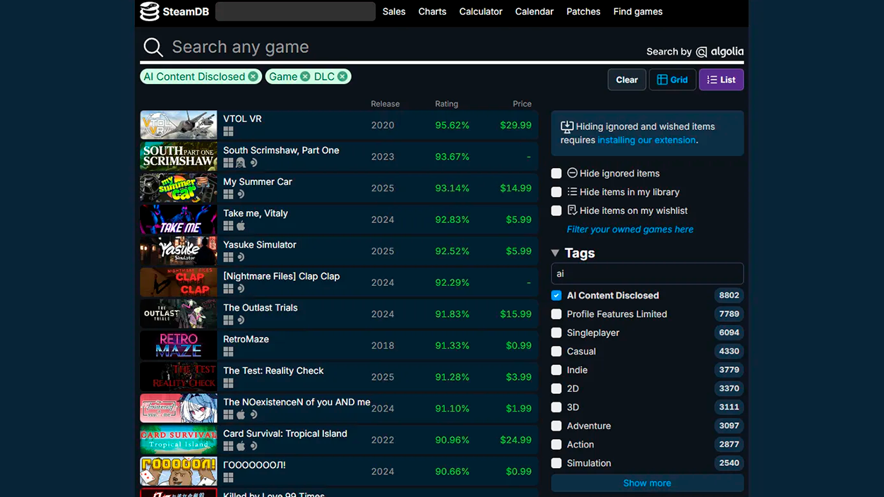 Juegos de Steam hechos con IA