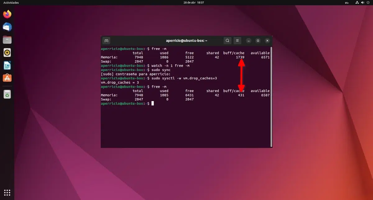 memoria ram ubuntu