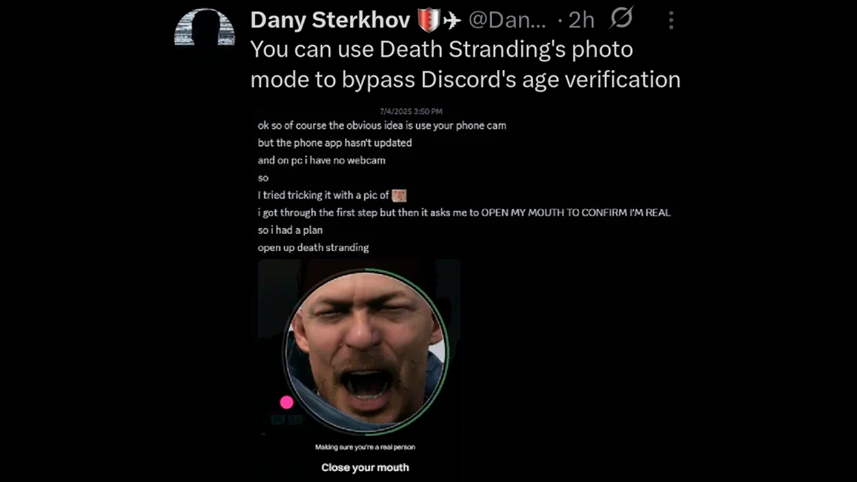 USar Death Stranding 2 para sobrepasar la verificación de edad de Discord