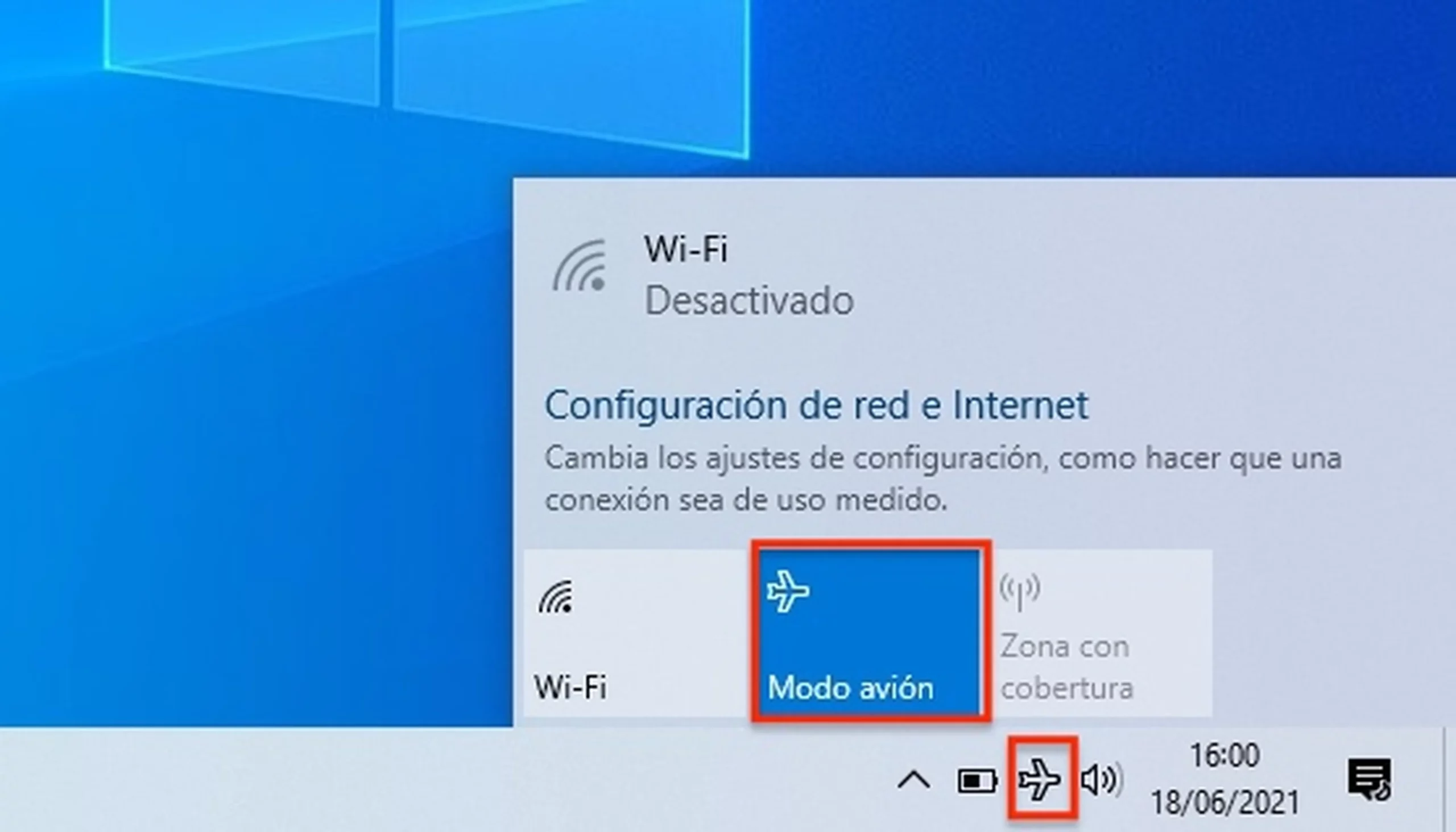 modo avión en windows 11